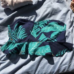 Leaf navy blue tube top